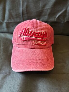Always Embroidered Red Baseball Cap - New York City